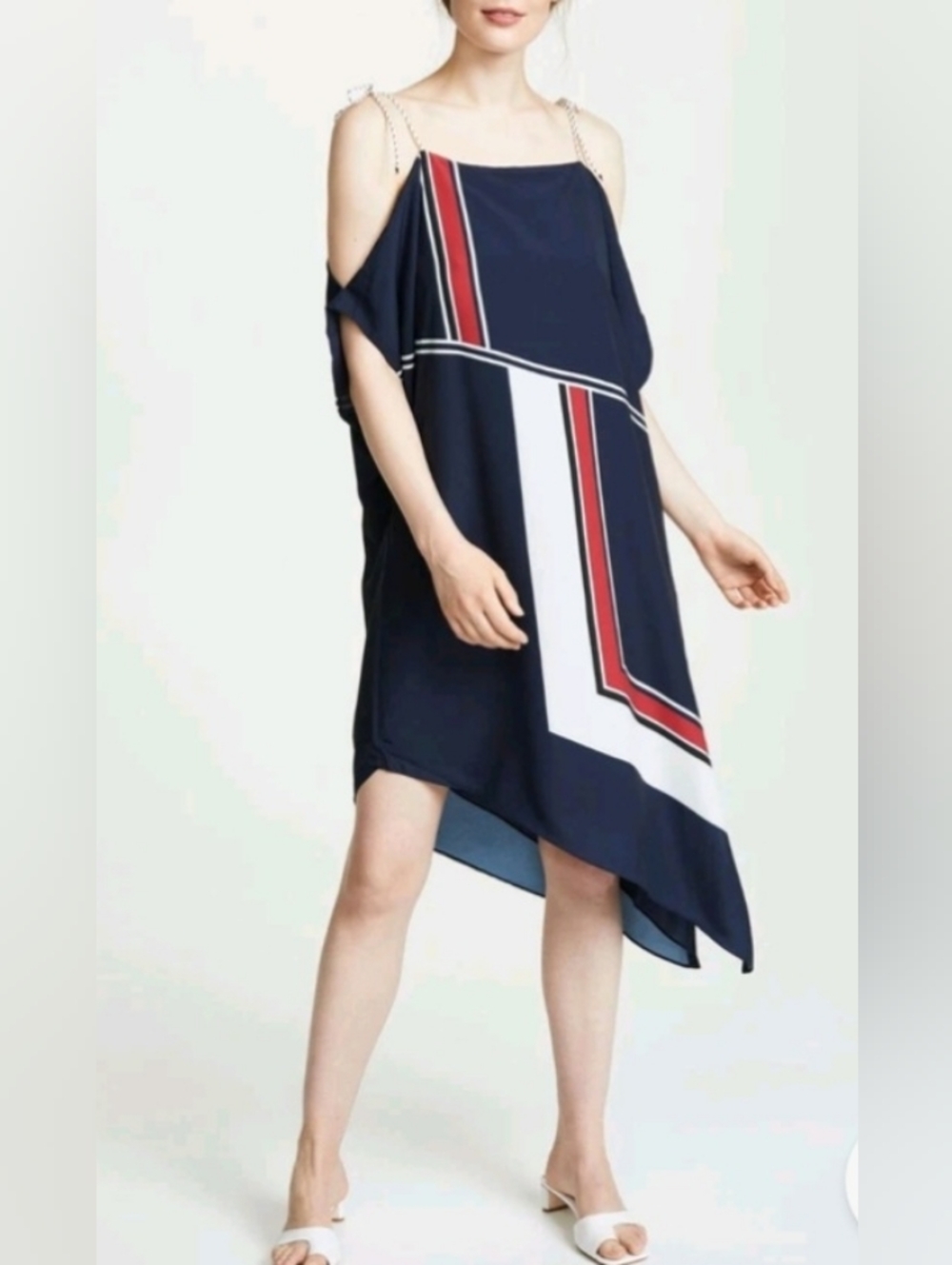 Joie Navy Geometric Print Sleeveless Tunic Dress Top Size L Lightweight